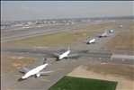 Airplanes lined up at JFK
